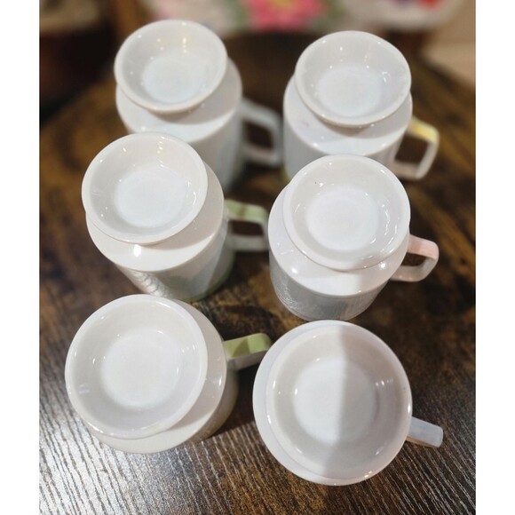 Vintage Hand Painted Porcelain Mugs with Pastel Flowers (set of 6) - Picture 4 of 10